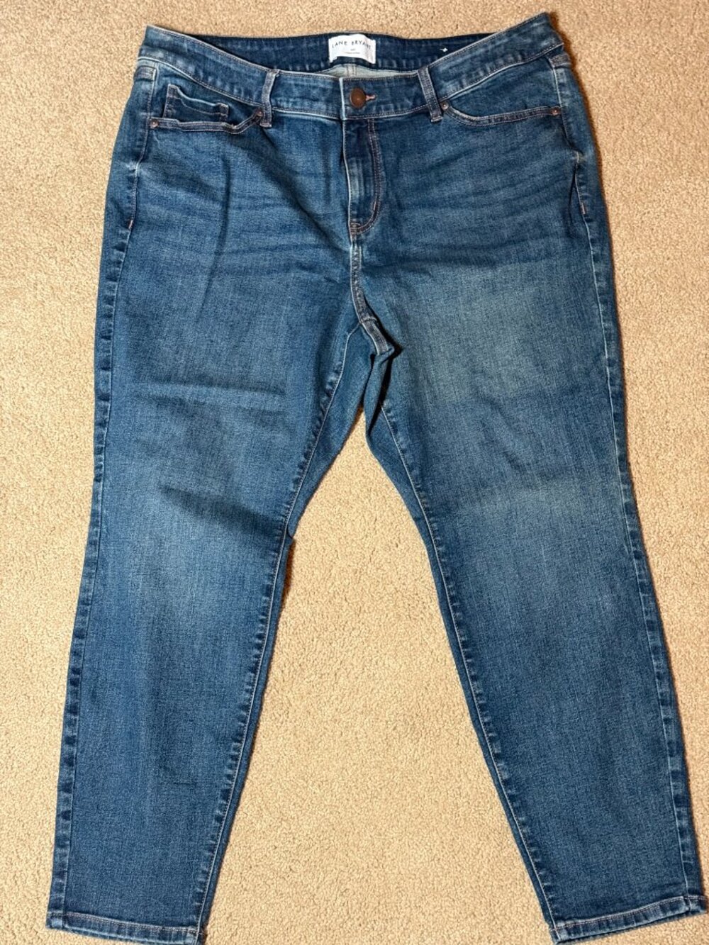 Lane Bryant Skinny Mid-Rise Stretch Distressed Blue Denim Jeans Plus 18 Short
